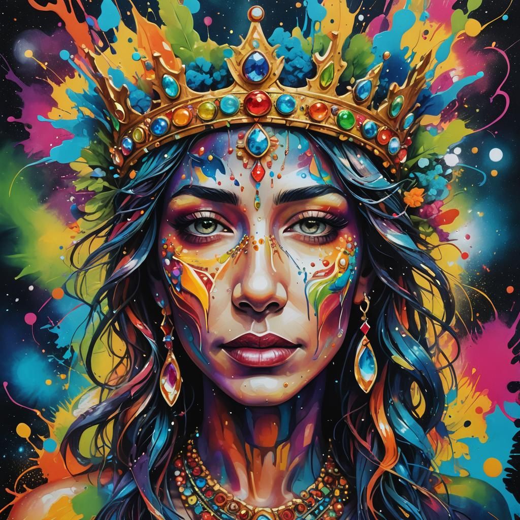 Cosmic Graffiti Art Portrait of Mother Nature