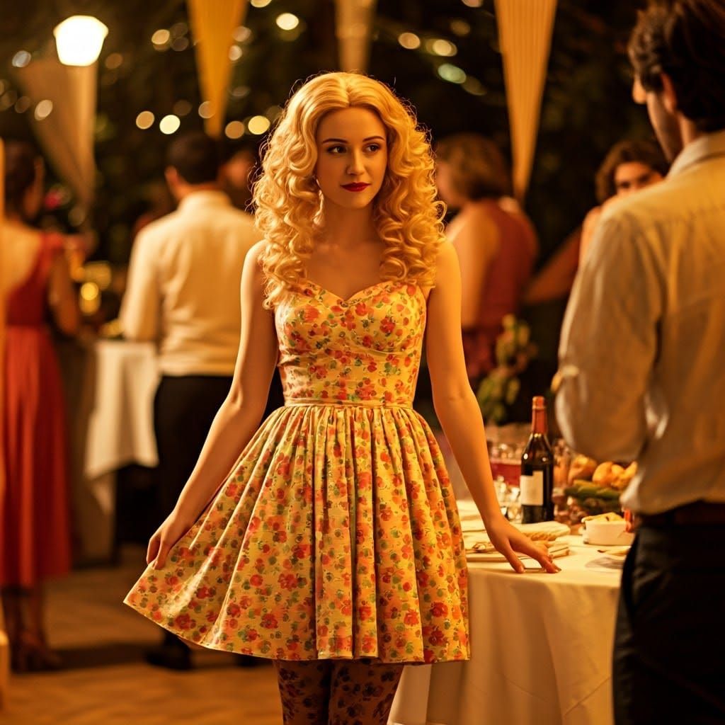 Vintage Glamour Teenage Party Scene in 1950s Style