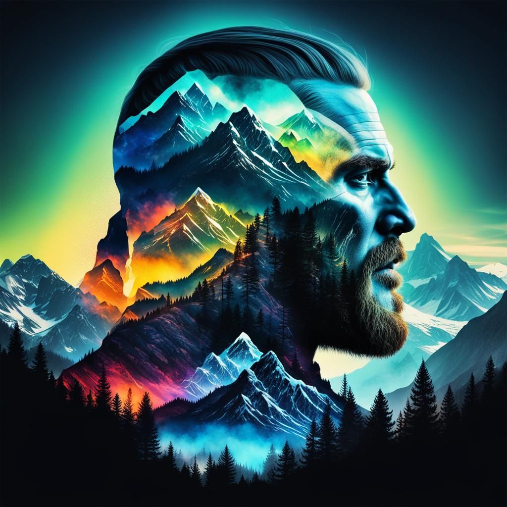 Viking with mountain backdrop