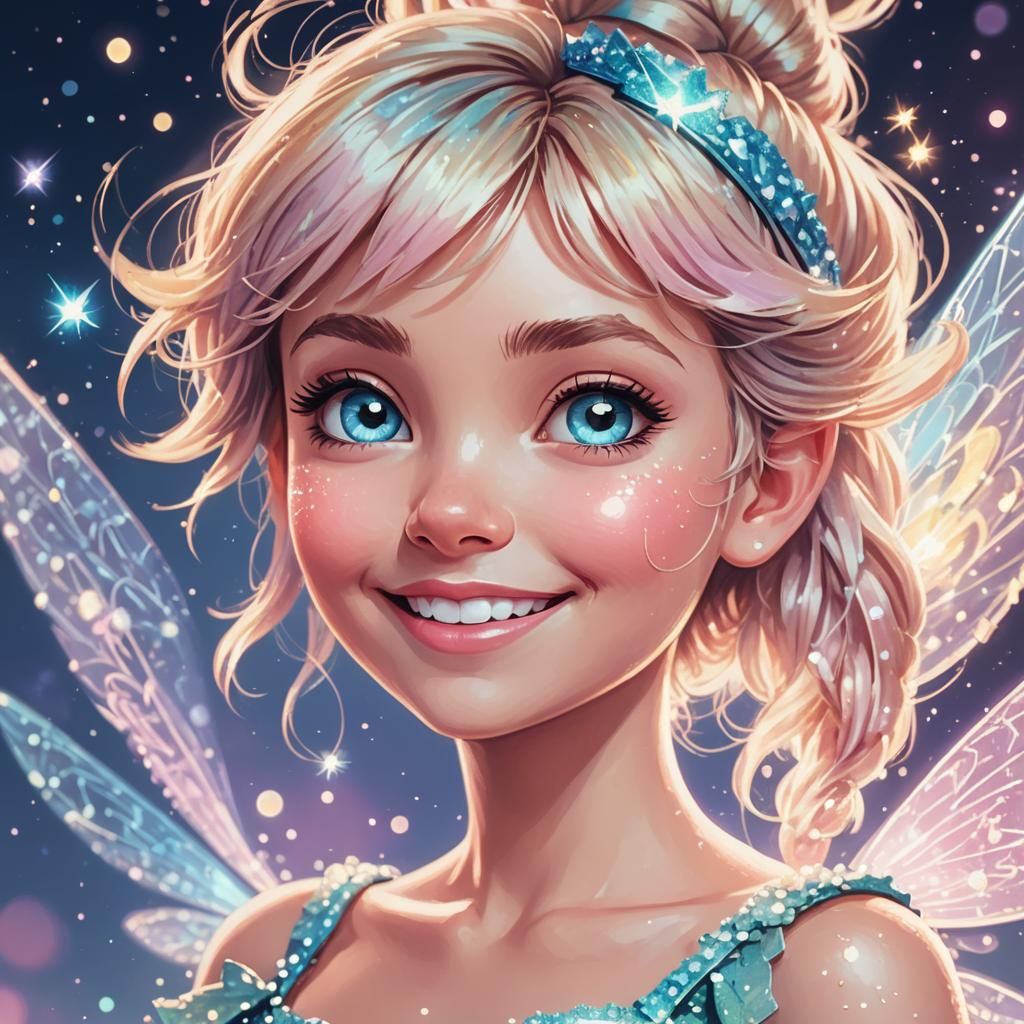 Tinker Bell Portrait in 8-Bit Pixel Art