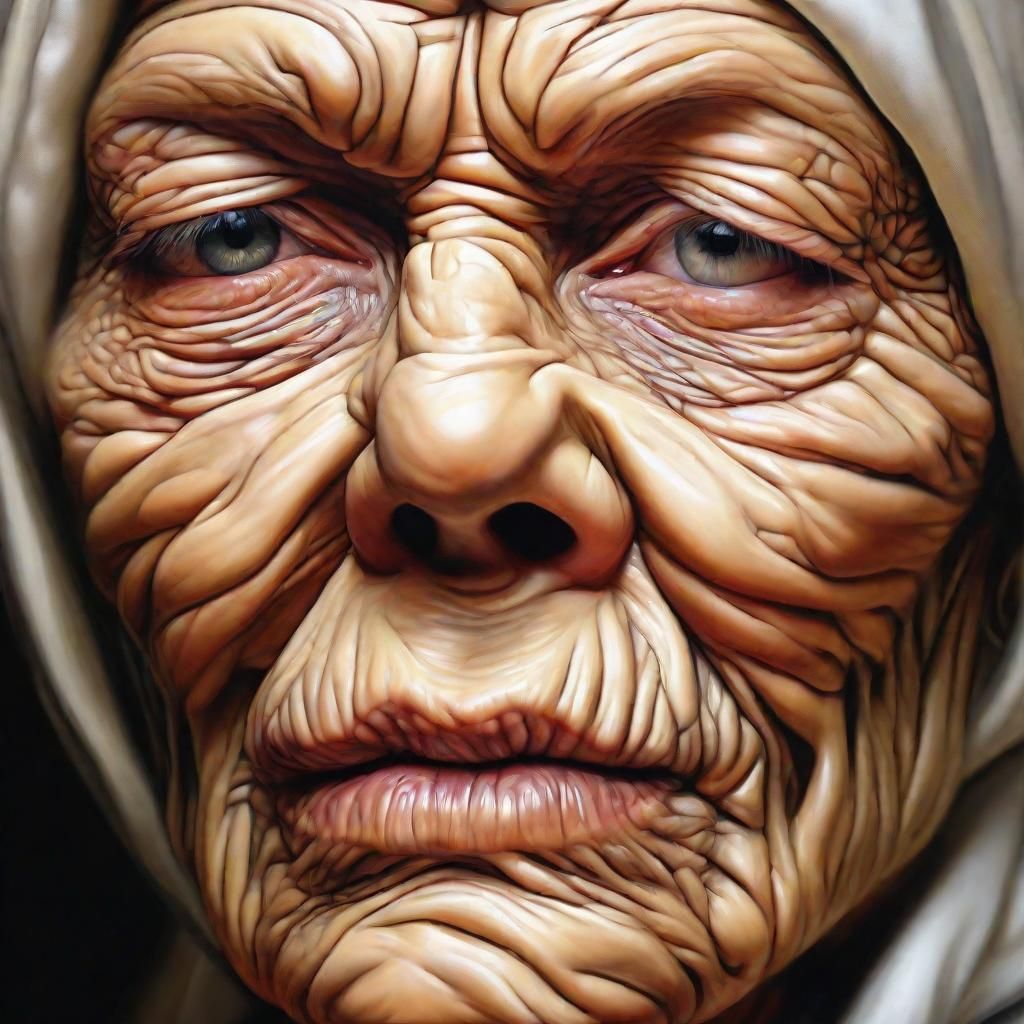 Hyperrealistic Oil Painting of a Mummy Face