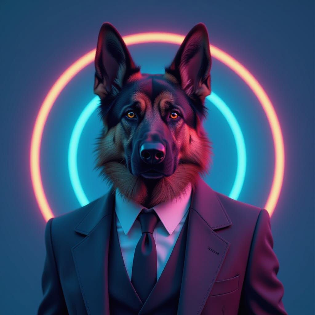 German Shepherd as Person: Hyperdetailed Gritty Realism