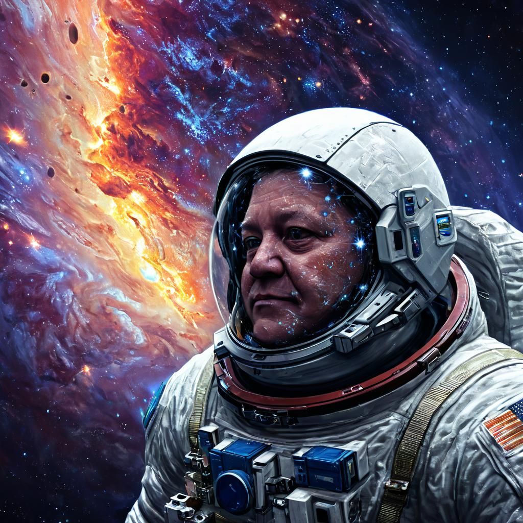 Astronaut Portrait with Swirling Galaxies in 8K