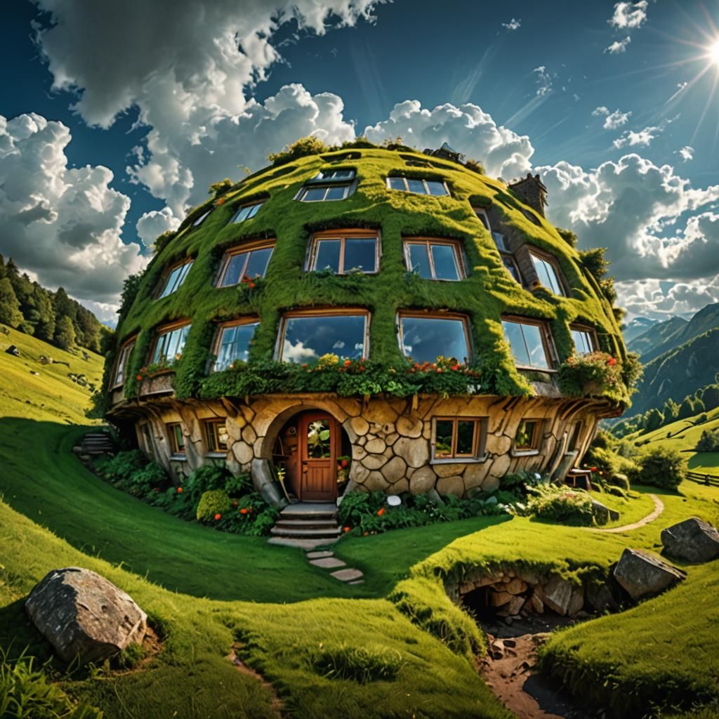 Surreal Earth-Sheltered Home in Double-Exposure Panorama