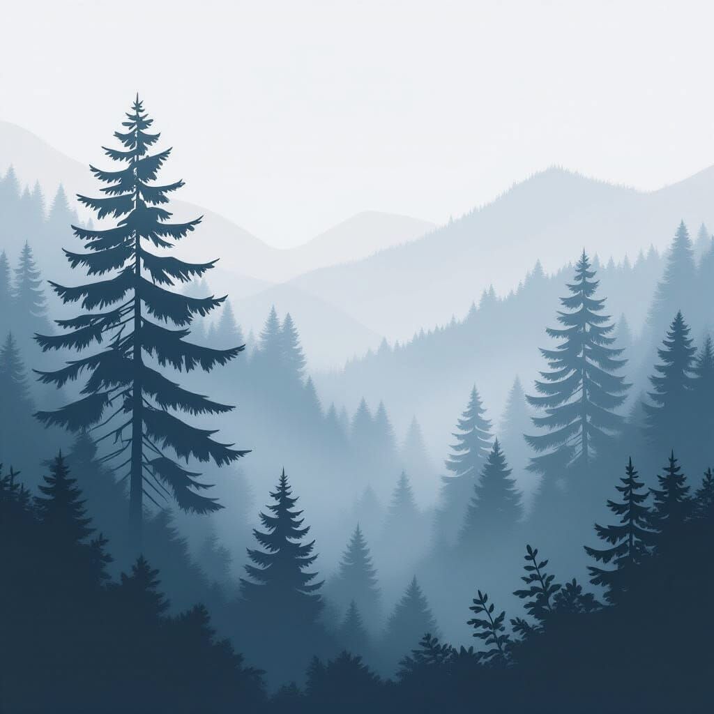 Misty Forest Serenity in Pastel Colors