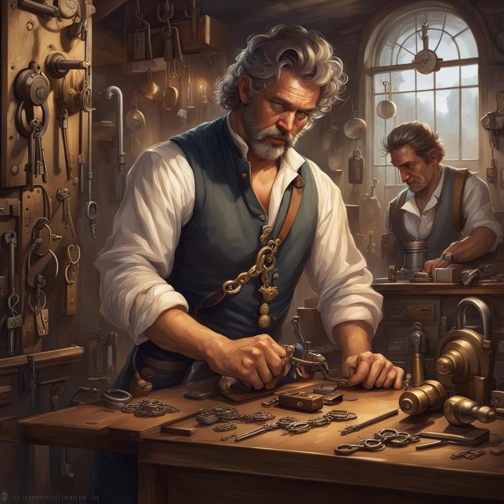 Colonial Locksmith at Work: 1700s Portrait