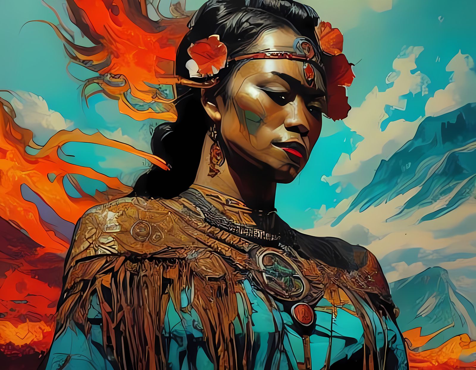 Polynesian Goddess Erupts from Supervolcano in Vibrant Tiki ...