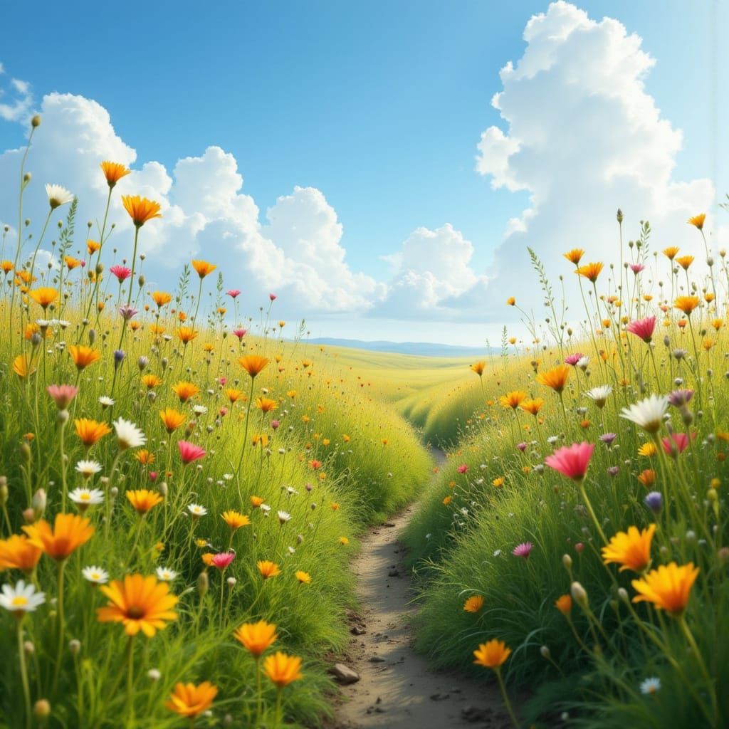 Surrealistic Spring Landscape in Hyperrealistic Style