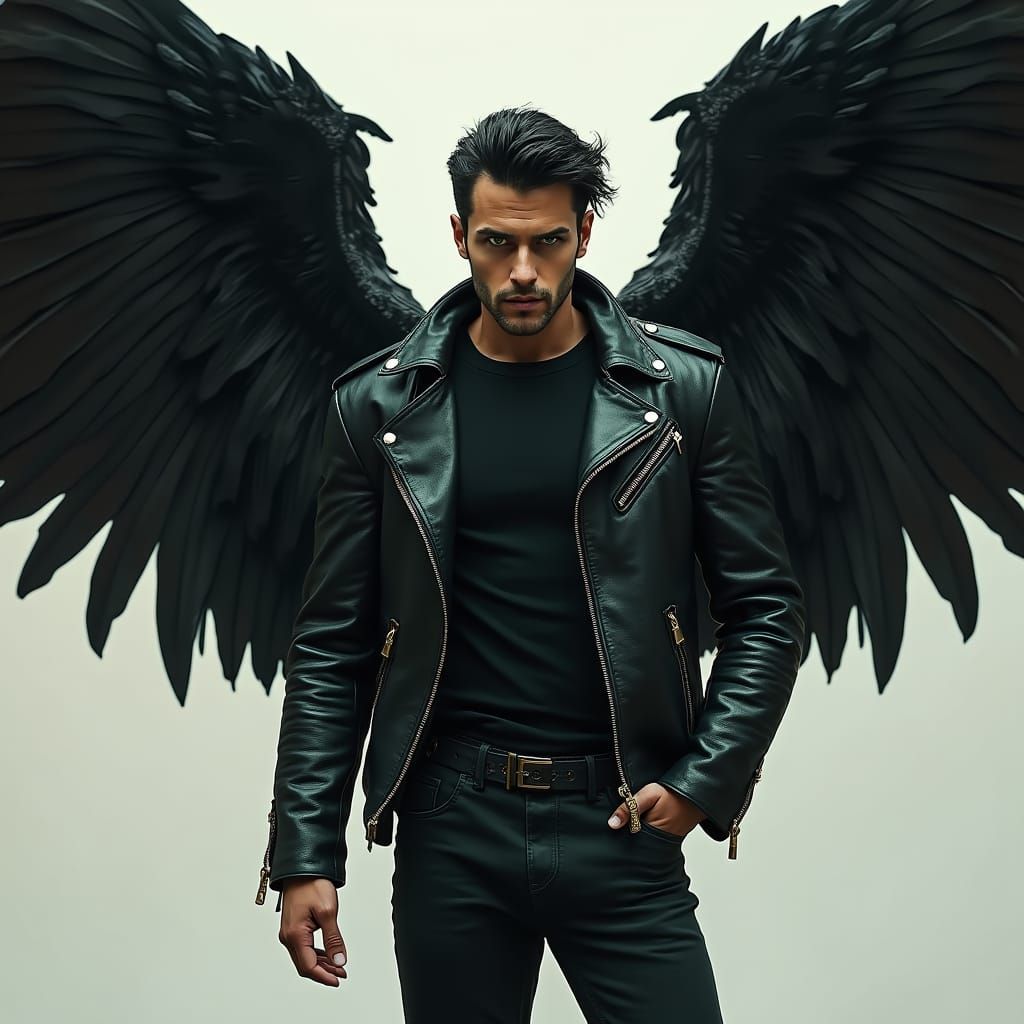 Winged Man in Dark Fantasy Style