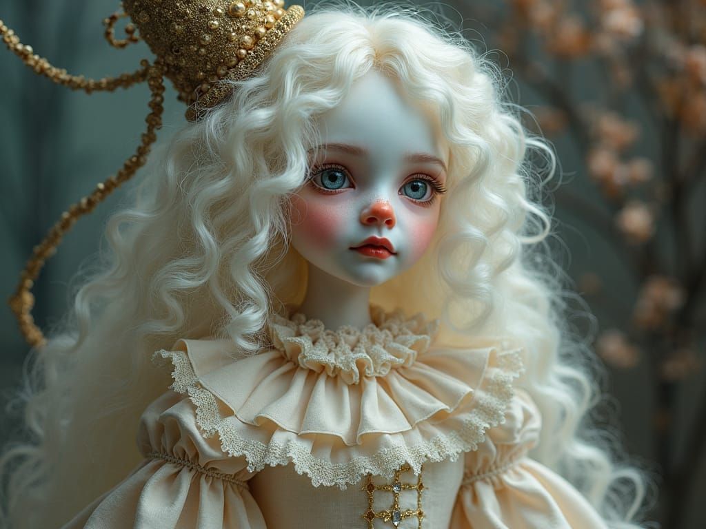 Ethereal Rococo Doll in Whimsical Dreamlike Setting