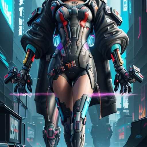 Anime Girl as Nintendo Switch in Cyberpunk Style