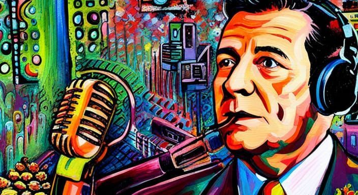 Radio Broadcaster: Mixed Media Digital Art With Abstract Pat...