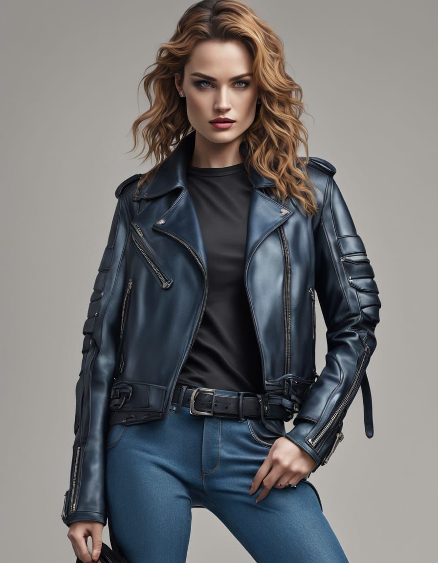 Glamorous Cyberpunk Rockstar in Dark Attire