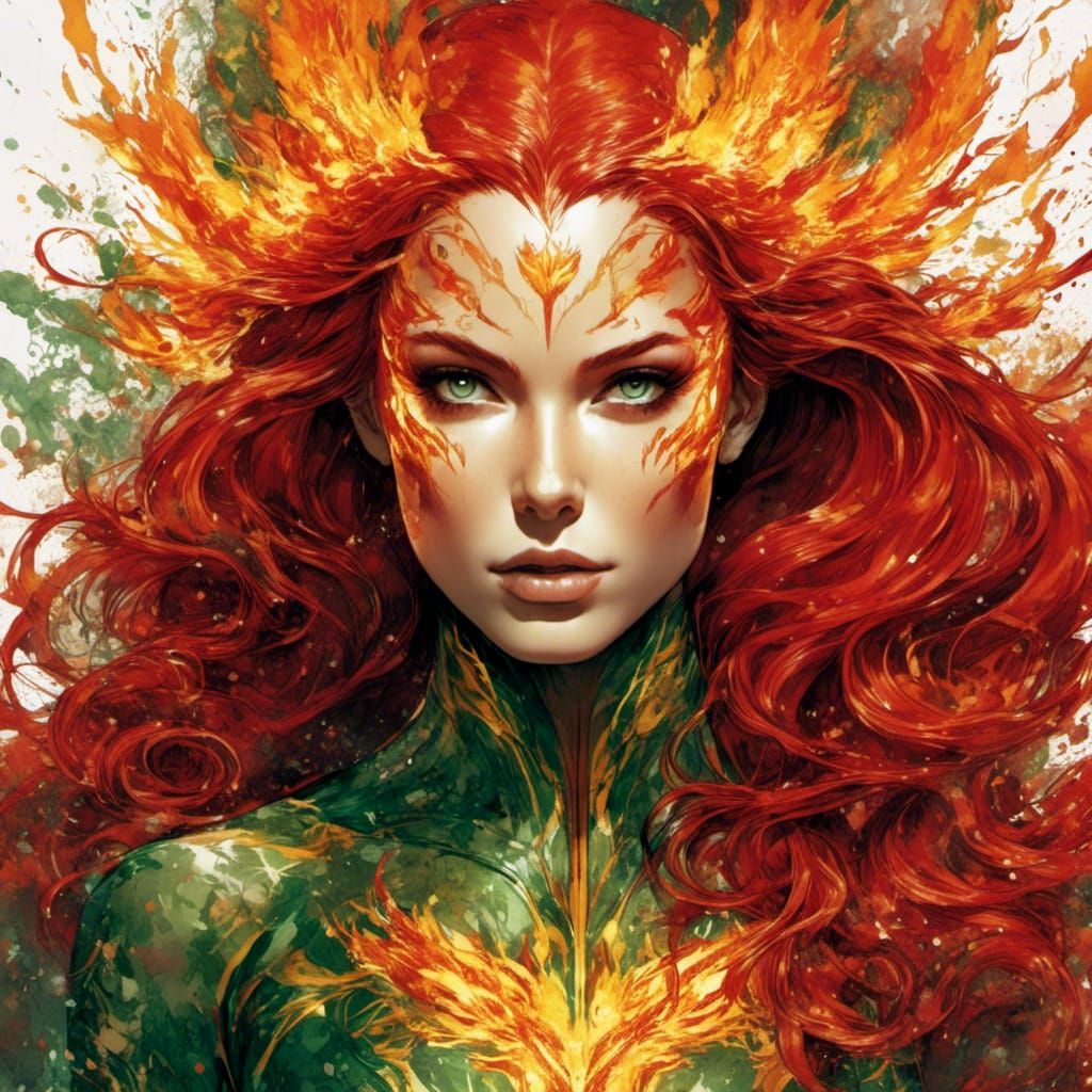 Jean Grey as Dark Phoenix in Anime Style