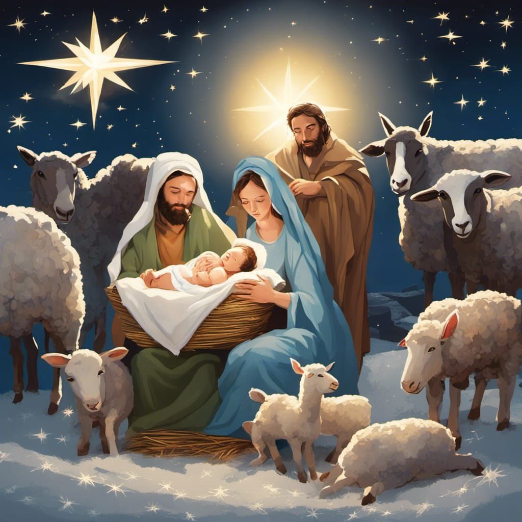 Nativity Scene: Mary, Joseph, and Baby Jesus