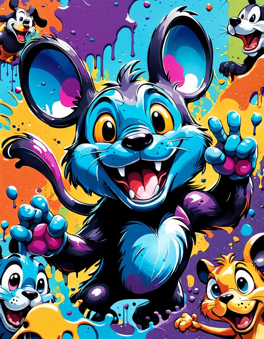 Vibrant Street Art with Colorful Animals in Disney-Inspired ...