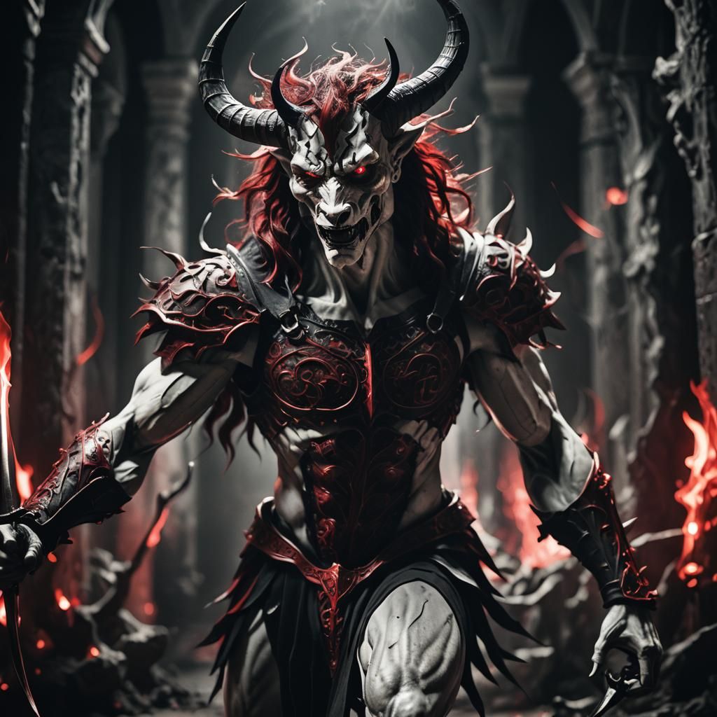 Surreal Centaur Mephistopheles in Shadows: Dark Academia Pho...