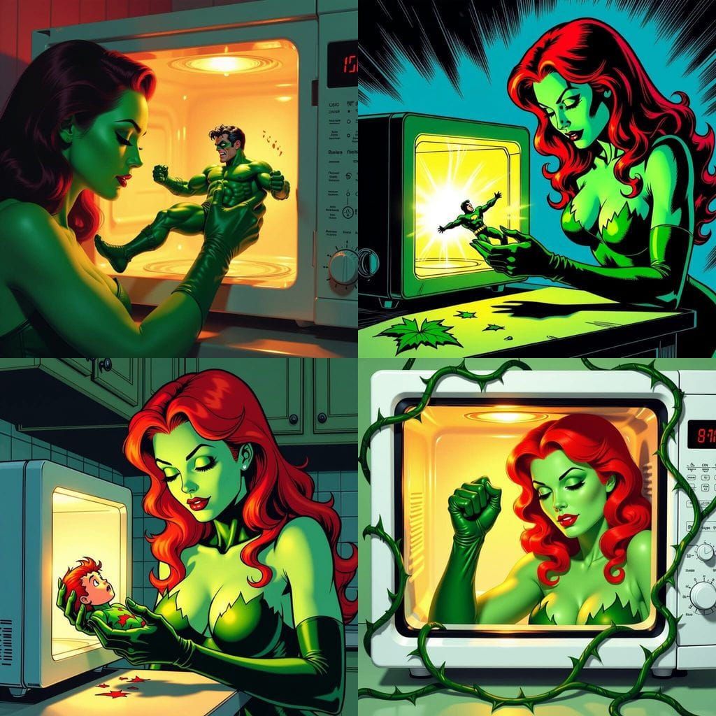 Poison Ivy Subdues Hero With Microwave