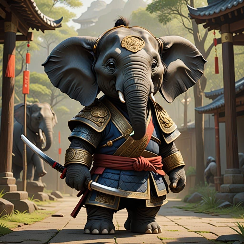 Pixar Style: Young Samurai Elephant