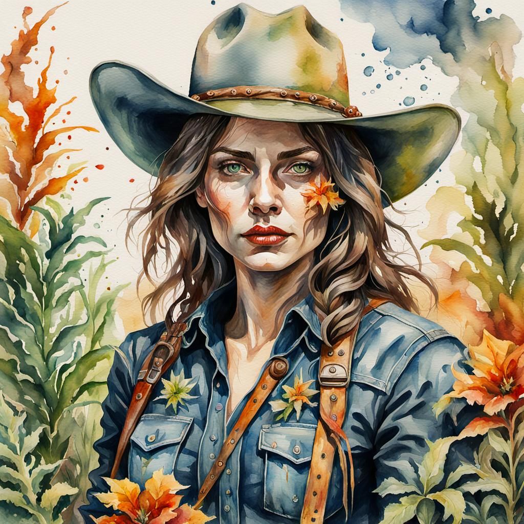 Plant Cowgirl with Grotesque Impressionist Style