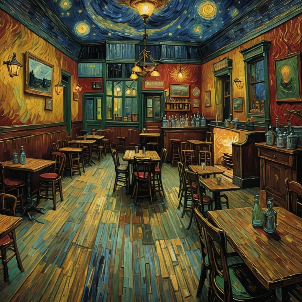 Van Gogh's Night Cafe: Detailed Matte Painting