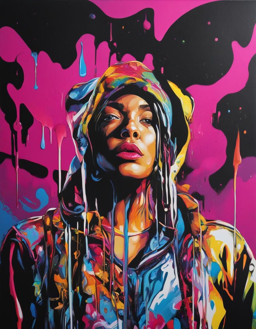 Colorful Graffiti Art Portrait of Sorrow