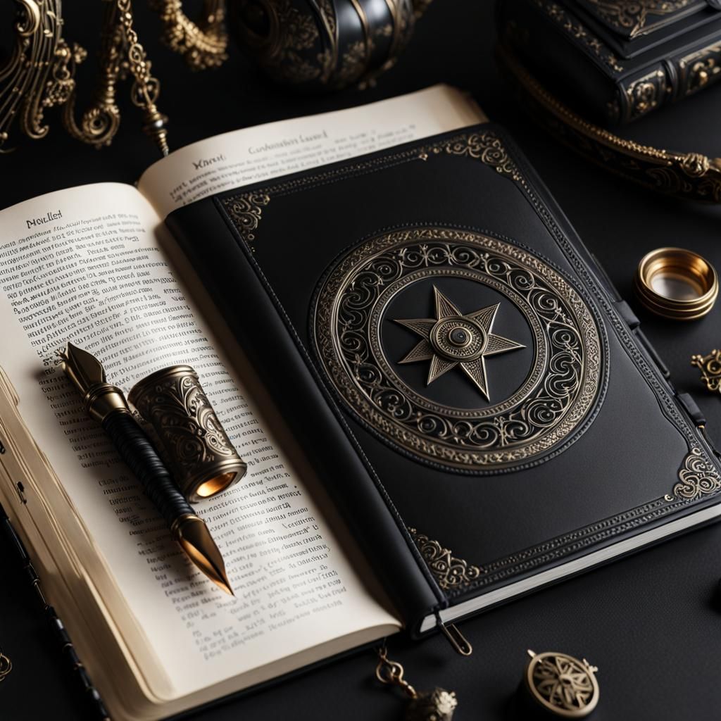 Gothic Notebook with Witchy Props in Baroque Style