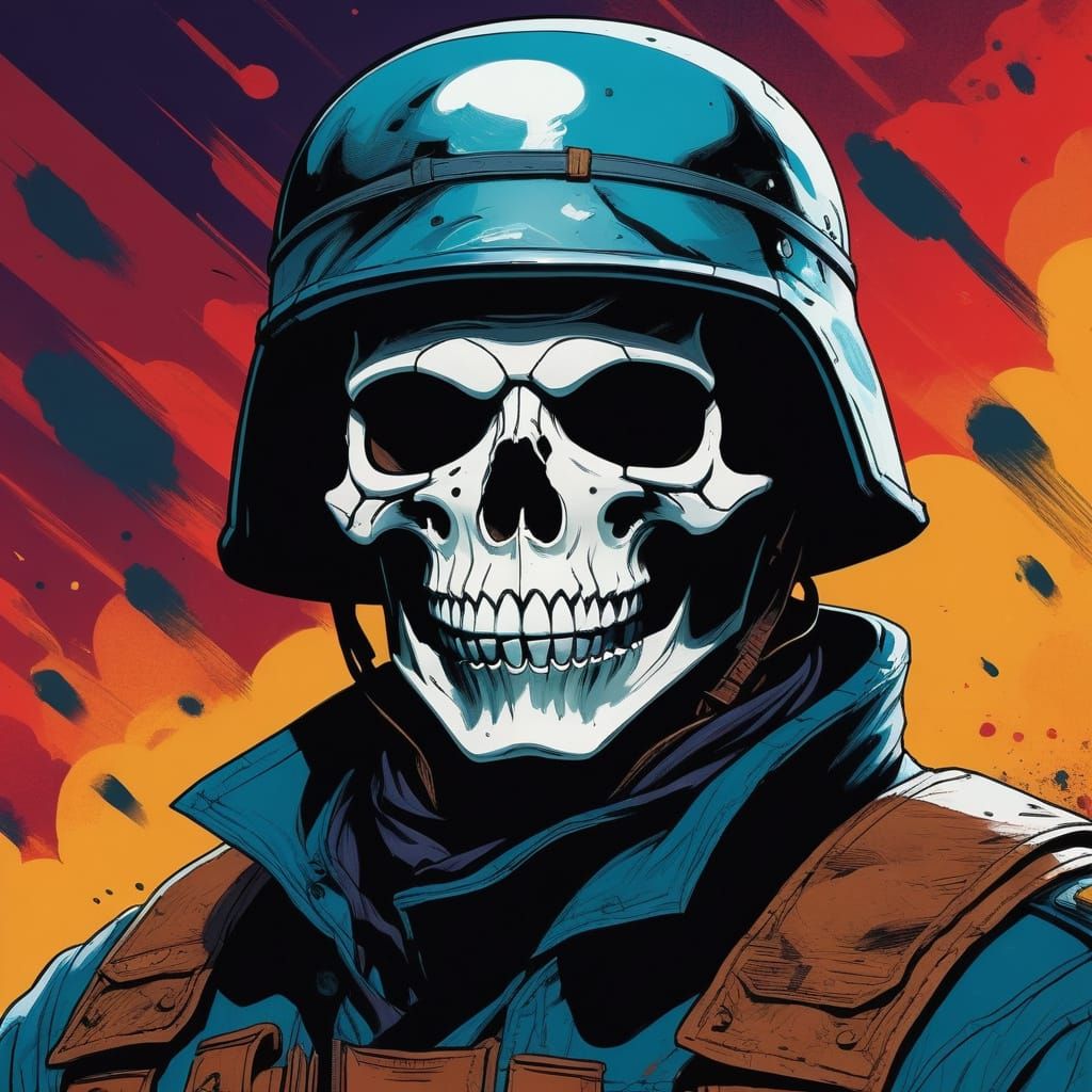 Heroic Soldier in Macabre Mask