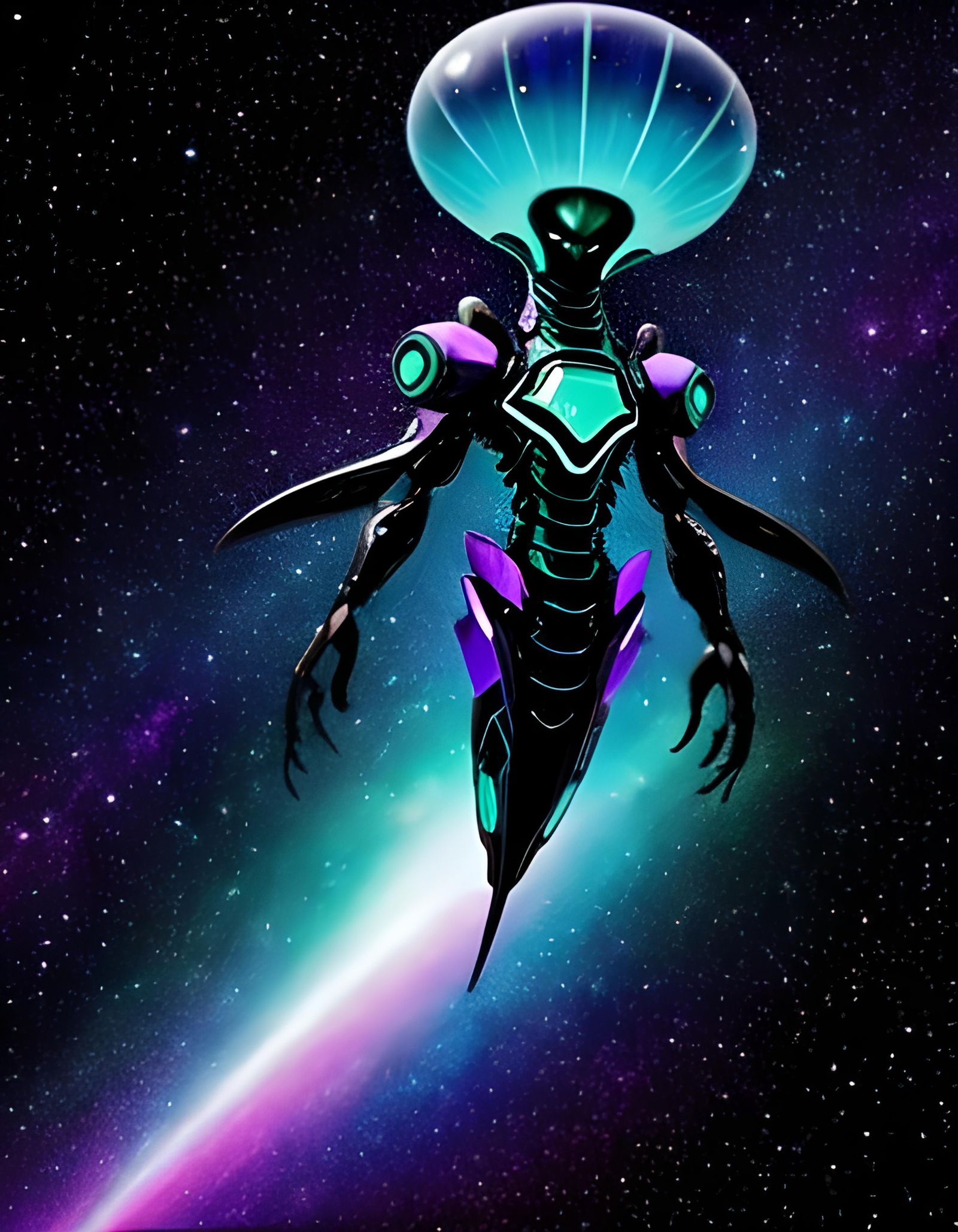 Opalescent Alien Creature in Crystal Universe