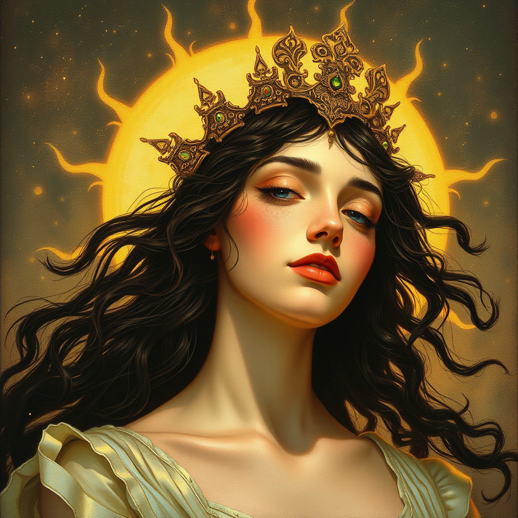 Radiant Sun Queen Portrait with Nacreous Lighting