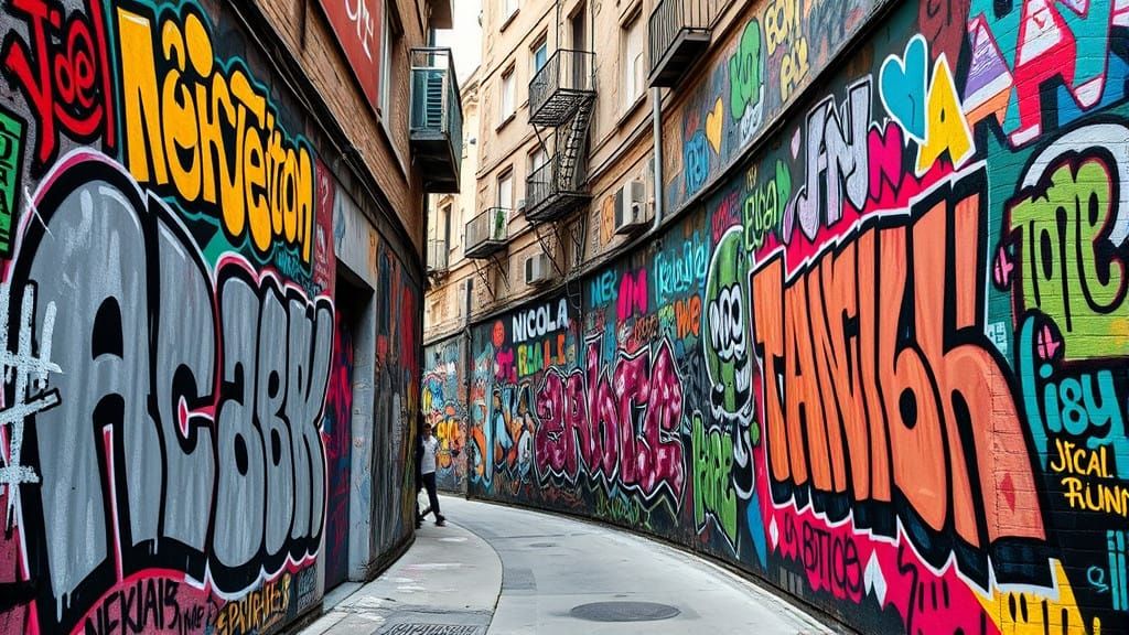 Vibrant City Street Art Scene in Pop Art Style