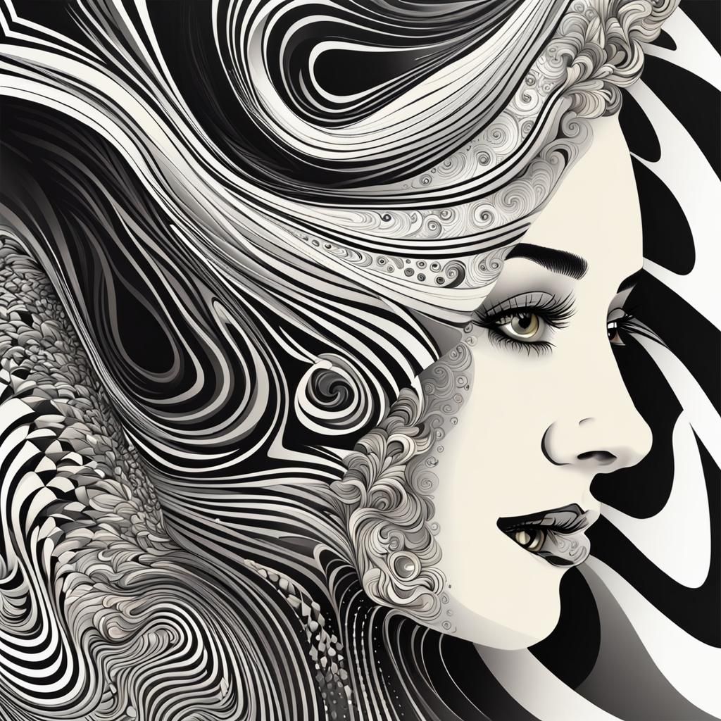 Dual Portrait: Light and Dark in Zentangle Style