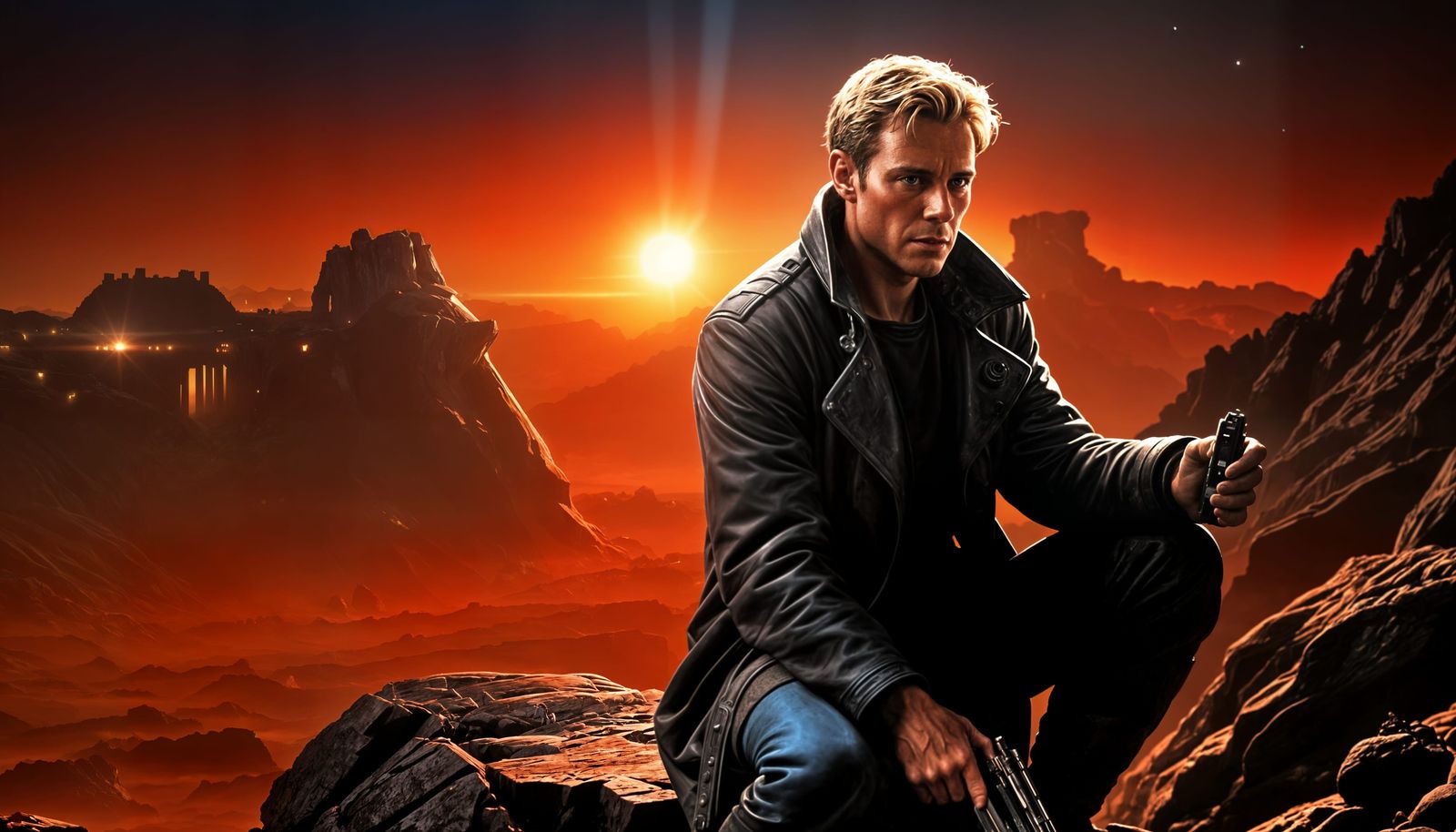 Cyberpunk Replicant in a Hostile Alien Landscape