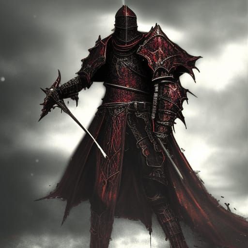 Grimdark Knight in Heavily Detailed Armor