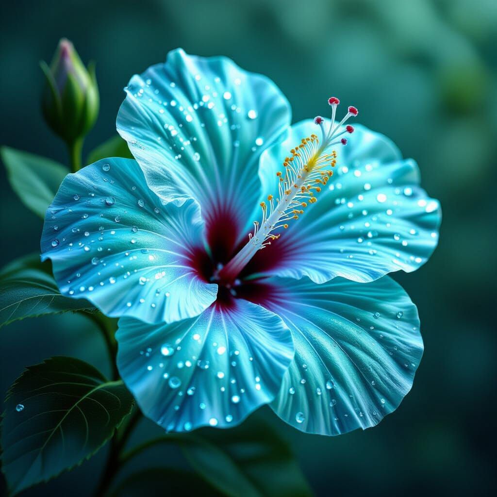 Crystal Hibiscus Flower in a Futuristic Style