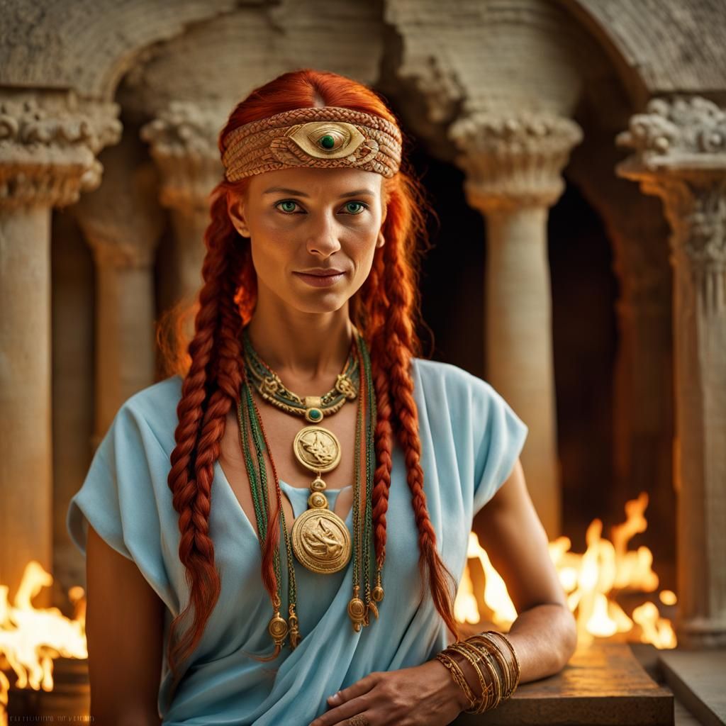 Smiling Redhead in Secret Society Ritual Room