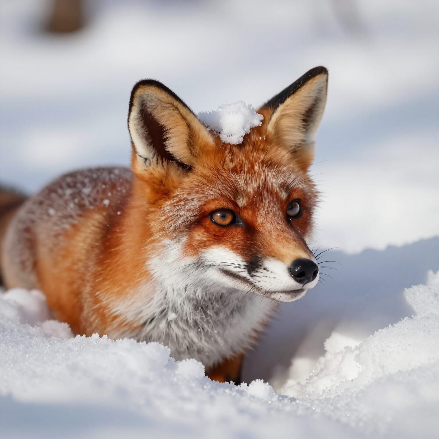 Red Fox Emerges from Snowdrift: Ultra-Realistic Wildlife Pho...