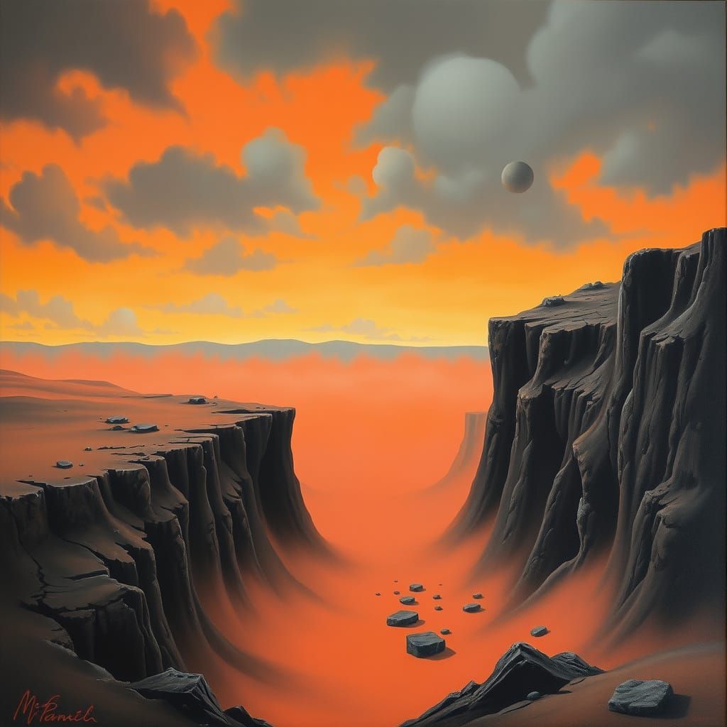 Surreal Melting Landscape in Daliesque Style