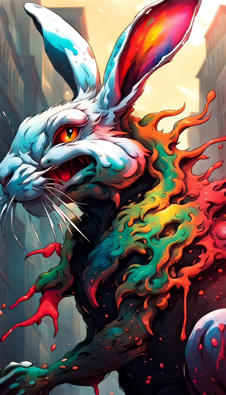 Rabbit dragon  by artist "anime", Anime Key Visual, Japanese Manga, Pixiv, Zerochan, Anime art, Fantiagraffiti art, spla...