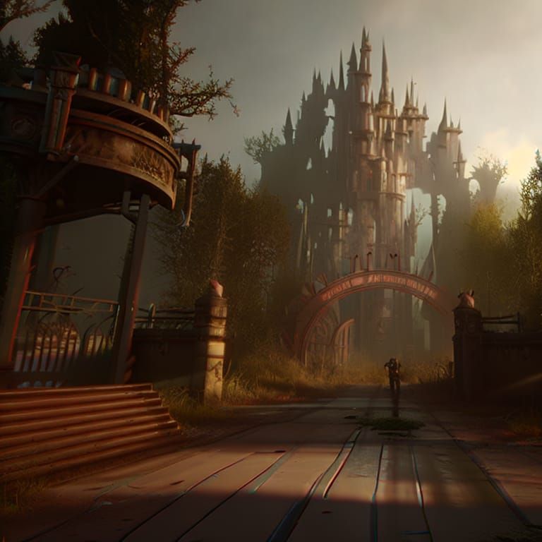 Post-Apocalyptic Disneyland Entrance in Unreal Engine 5