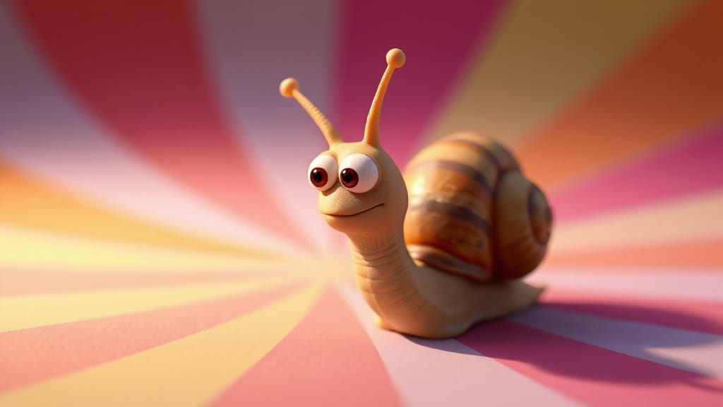 Curious Snail in Pixar-Style 3D Digital Art