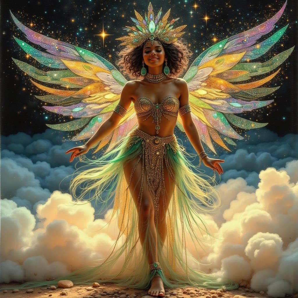 Mythic Goddess Showgirl Stepping Onto Stage