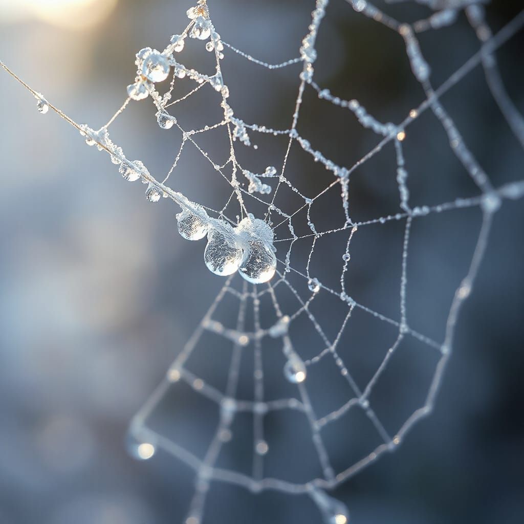 Frozen Dew on Spiderwebs
