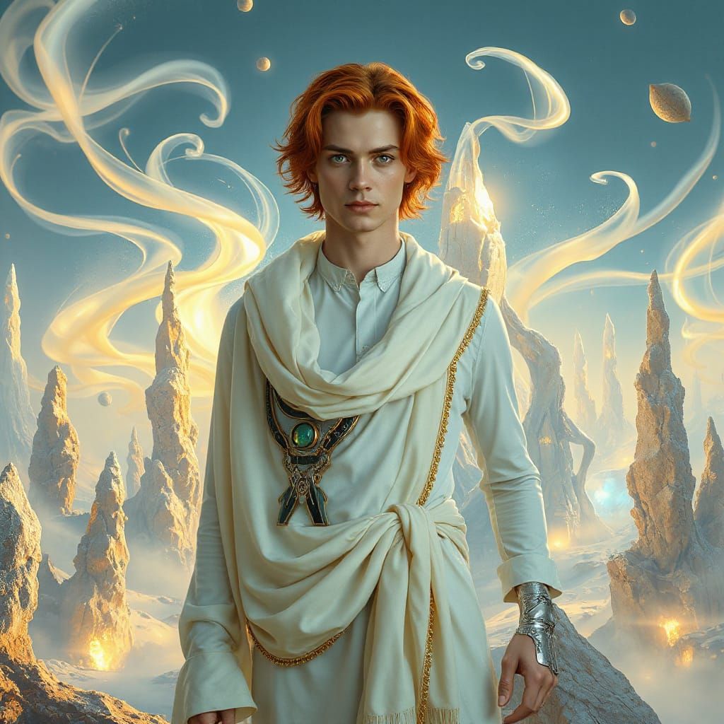 Futuristic Cyborg in Alien Landscape, Digital Art