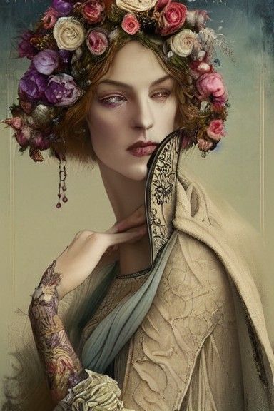 Gothic Androgynous Odalisque in Winter Hues