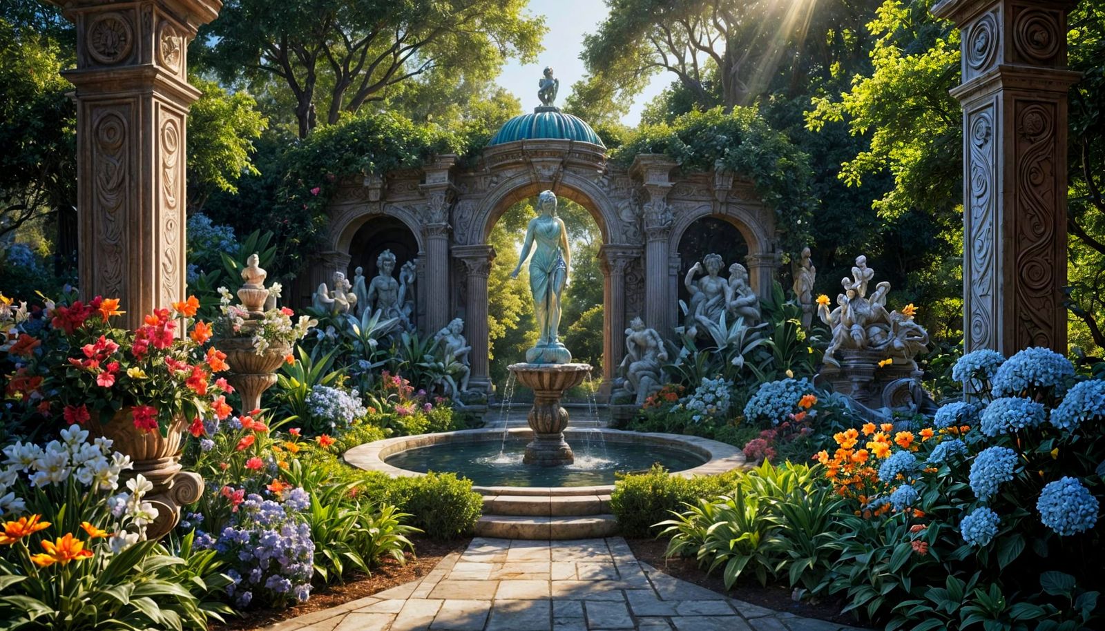 Marble Art Statue Water Fountains in Garden