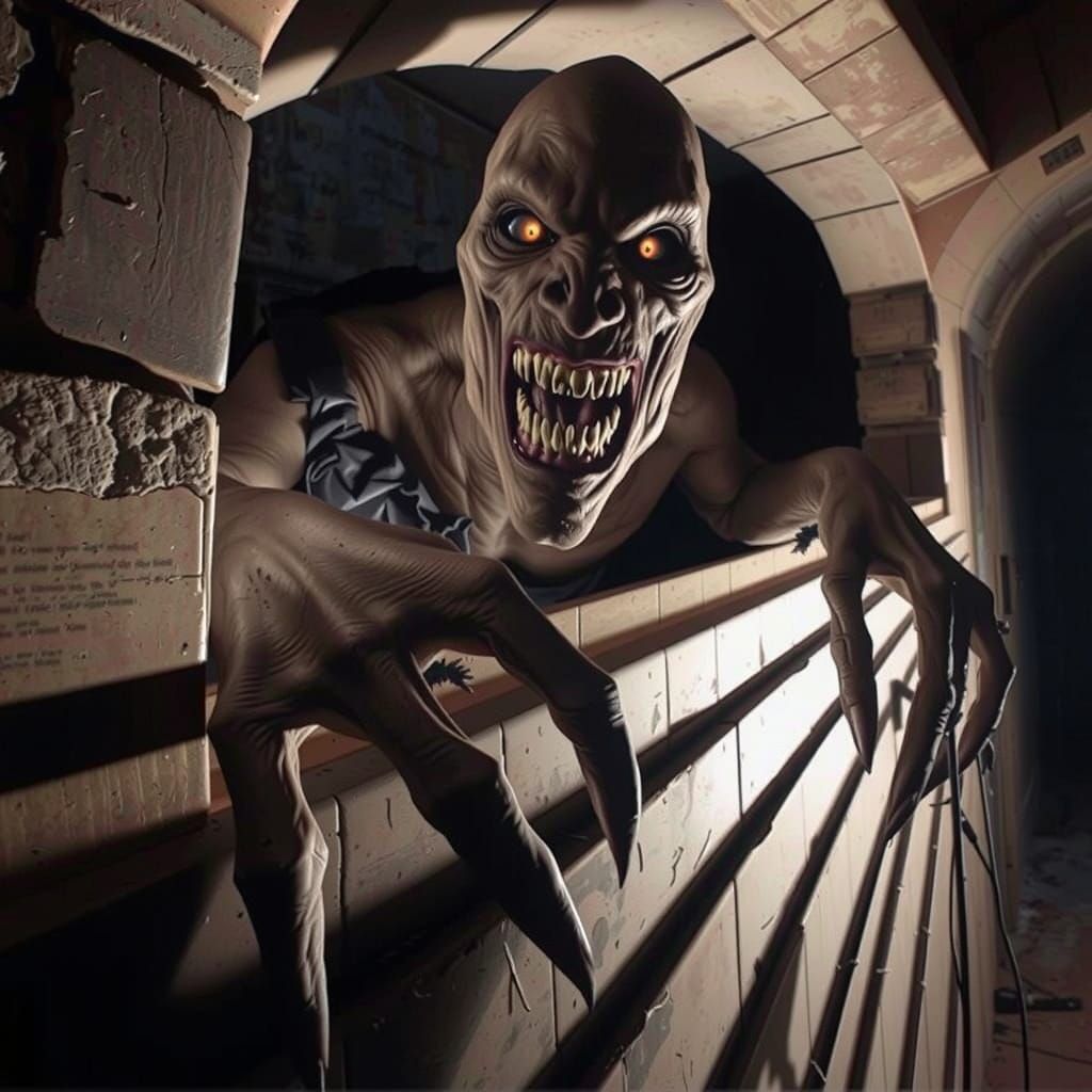 Terrifying Monster Emerges From Red Door: Realistic Horror