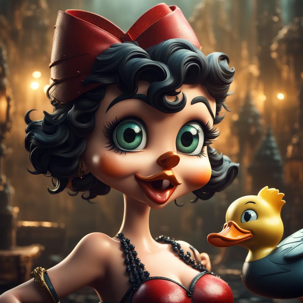 Betty Boop as a Duck: Detailed Matte Painting