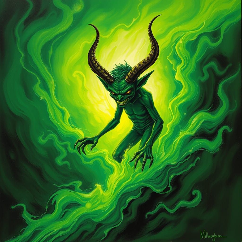 Spectral Green Devil Erupts in Emerald Flames
