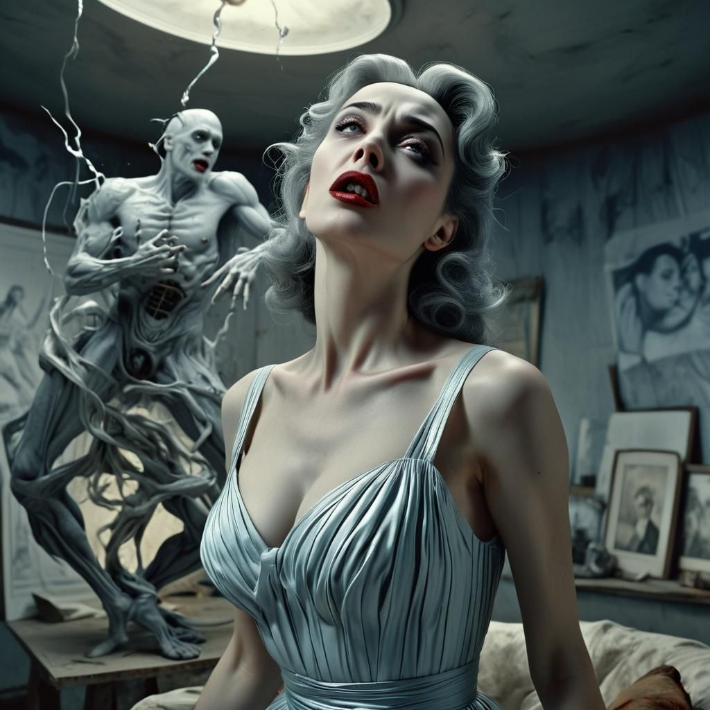 Surreal 1950s Life: Detailed Abstract Portraits